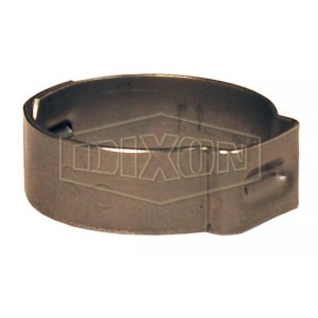 Dixon Single Ear Pinch-On Clamp, 15/32 in Nominal, 0.409 Closed dia x 0.484 Open dia x 0.03 in Thick, 304 123R